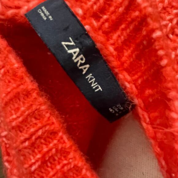 Zara Knit Women Size Small Orange Oversized Sweater Loose - Picture 2 of 5